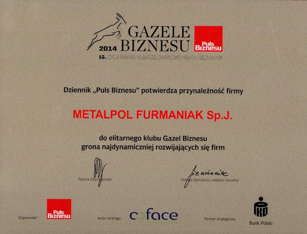 Gazela Biznesu 2014 dla Metalpol Furmaniak